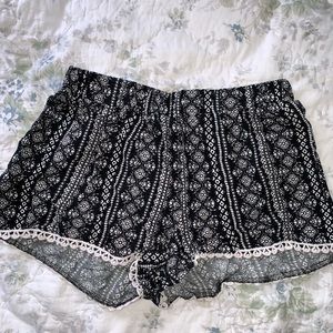 Black Floral Shorts